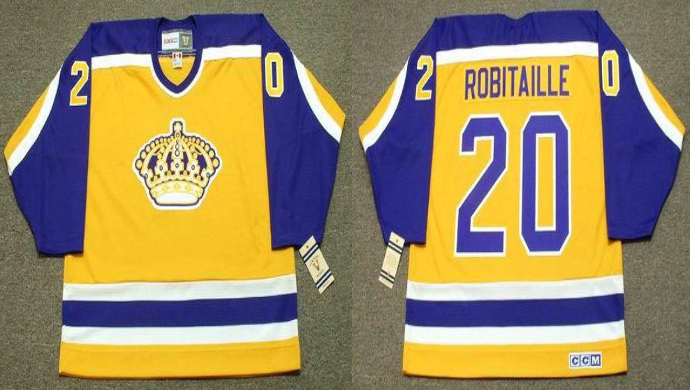 2019 Men Los Angeles Kings 20 Robitaille Yellow CCM NHL jerseys